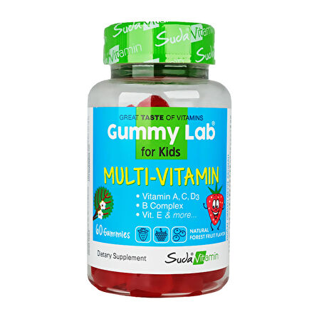 Suda Gummy Lab Multi-Vitamin For Kids 60 Çiğnenebilir Form - ÇİLEK