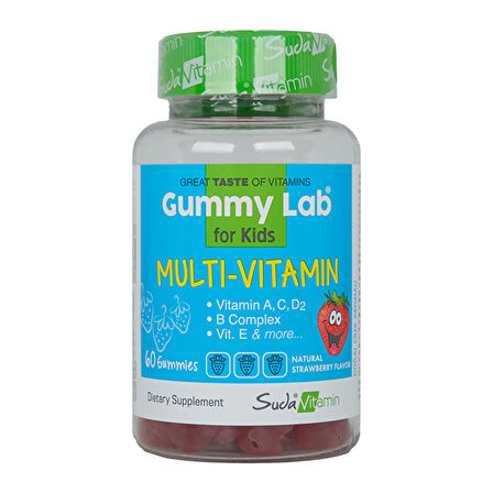 Suda Gummy Lab Multi-Vitamin For Kids 60 Çiğnenebilir Form - ÇİLEK