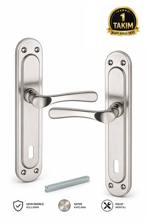 Saten Kapı Kolu Takımı Oda Kapısı İç Kapı Kolu Seti Paslanmaz Metal Kapı Kolu 1 Takım