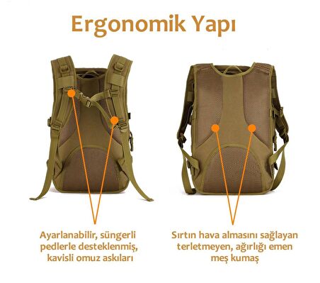 40L Molle Taktik Çanta (Haki)