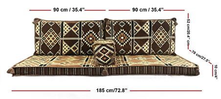 Kilim Desenli Şark Köşesi İkili Sedir Takımı Kahve