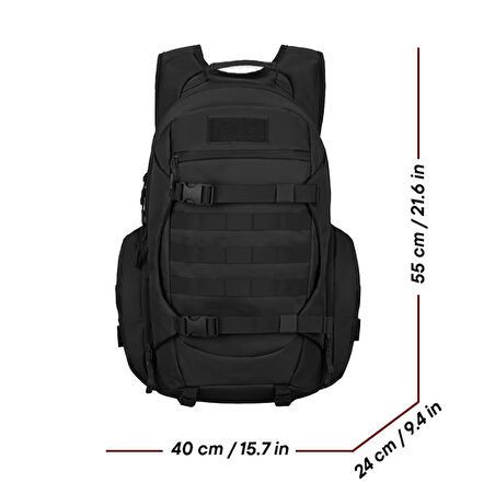 45L Su Geçirmez Outdoor Sırt Çantası Sportif Siyah