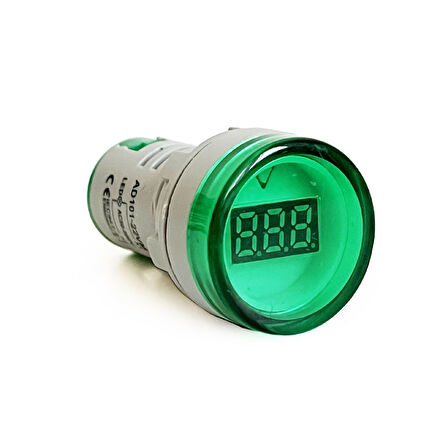 Mini Dijital Voltmetre 22MM AC 60-500V LED Yeşil Işık