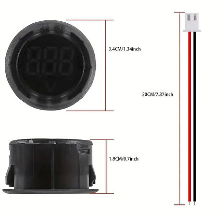 Dijital Voltmetre DC4-100V Kırmızı Araç Karavan Motorsiklet Yat Tekne