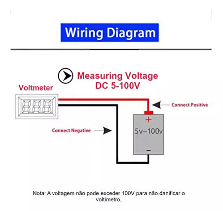 Dijital Voltmetre DC4-100V Kırmızı Araç Karavan Motorsiklet Yat Tekne