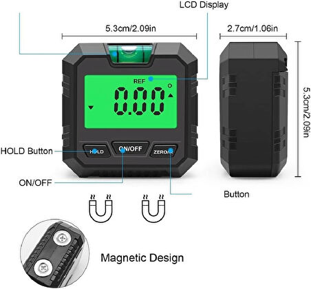 AEK-Tech Dijital Eğim Ölçer Açı Ölçer Mıknatıslı