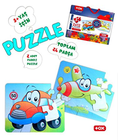 Tox Uçak Araba 3+ Keçe Yapboz - 3 Yaş Puzzle T04