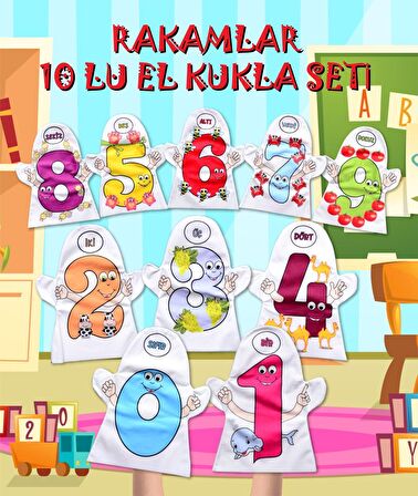 10 Parça Tox Rakamlar El Kukla Set , Eğitici Oyuncak