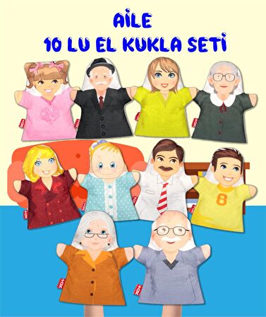 10 Parça Tox Aile Bireyleri El Kukla Set , Eğitici Oyuncak