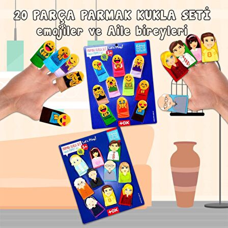2 Set - 20 Parça Tox Emojiler ve Aile Bireyleri Parmak Kukla T106 T75-1