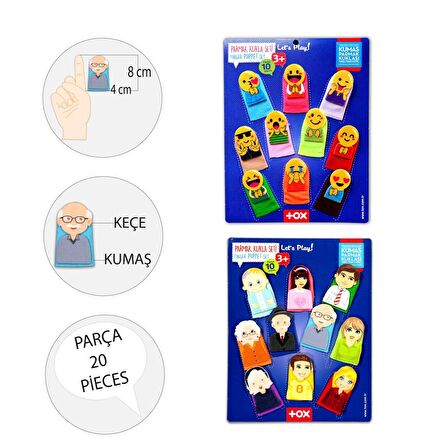 2 Set - 20 Parça Tox Emojiler ve Aile Bireyleri Parmak Kukla T106 T75-1