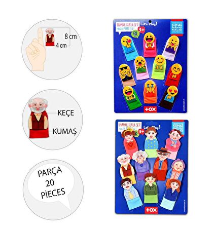 2 Set - 20 Parça Tox Emojiler ve Aile Bireyleri Parmak Kukla T106 T752