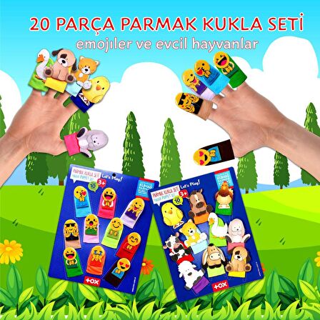 2 Set - 20 Parça Tox Emojiler ve Evcil Hayvanlar Parmak Kukla T106 T77-1