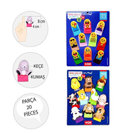 2 Set - 20 Parça Tox Emojiler ve Evcil Hayvanlar Parmak Kukla T106 T77-1