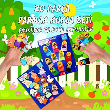 2 Set - 20 Parça Tox Emojiler ve Evcil Hayvanlar Parmak Kukla T106 T77-2