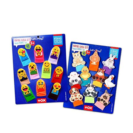 2 Set - 20 Parça Tox Emojiler ve Evcil Hayvanlar Parmak Kukla T106 T77-2
