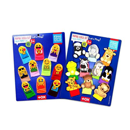2 Set - 20 Parça Tox Emojiler ve Vahşi Hayvanlar Parmak Kukla T106 T78-1