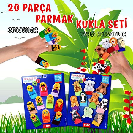 2 Set - 20 Parça Tox Emojiler ve Vahşi Hayvanlar Parmak Kukla T106 T78-2
