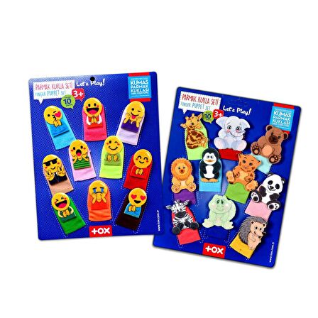 2 Set - 20 Parça Tox Emojiler ve Vahşi Hayvanlar Parmak Kukla T106 T78-2
