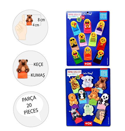 2 Set - 20 Parça Tox Emojiler ve Vahşi Hayvanlar Parmak Kukla T106 T78-2