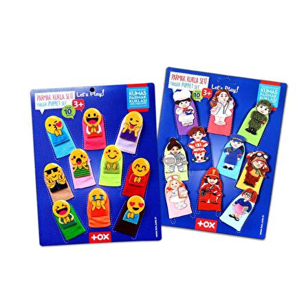 2 Set - 20 Parça Tox Emojiler ve Meslekler Parmak Kukla T106 T76-2