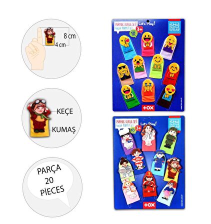 2 Set - 20 Parça Tox Emojiler ve Meslekler Parmak Kukla T106 T76-2
