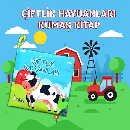 Tox Çiftlik Hayvanları Kumaş Sessiz Kitap T134 - Bez Kitap , Eğitici Oyuncak , Yumuşak ve Hışırtılı