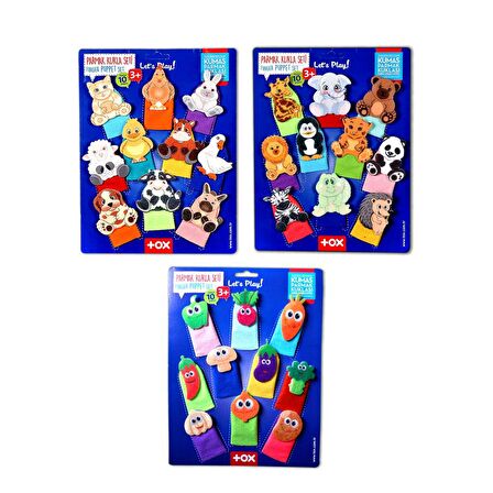 3 Set - 30 Parça Tox Evcil, Vahşi Hayvanlar ve Sebzeler Parmak Kukla T772 T782 T104