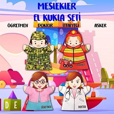 4 Parça Tox Meslekler El Kukla Set , Eğitici Oyuncak