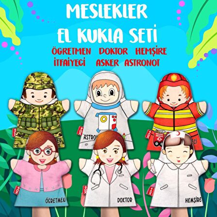 6 Parça Tox Meslekler El Kukla Set , Eğitici Oyuncak