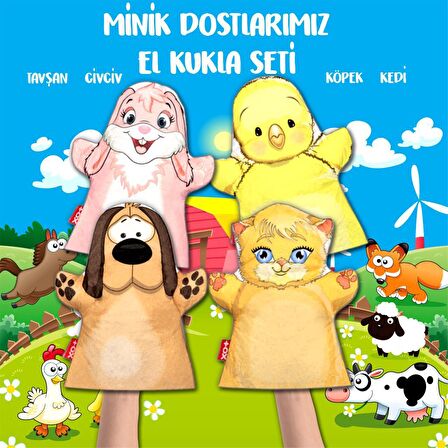 4 Parça Tox Minik Dostlarımız El Kukla Set , Eğitici Oyuncak