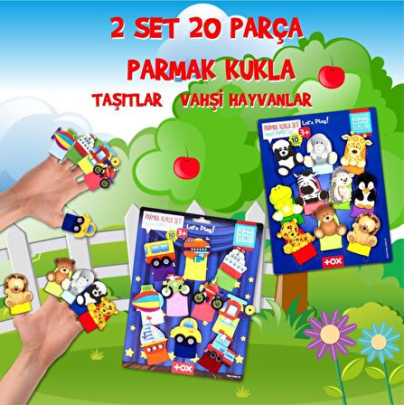 2 Set - 20 Parça Tox Taşıtlar ve Evcil Hayvanlar Parmak Kukla T78-1 T181