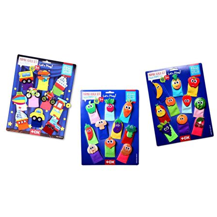 3 Set - 30 Parça Tox Taşıtlar, Meyveler ve Sebzeler Parmak Kukla T181 T104 T105