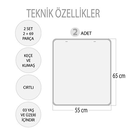 2 Set - 69 Parça Tox İç Organlar ve Takvimi Öğreniyorum Keçe Cırtlı Duvar Panoları , Eğitici Oyuncak