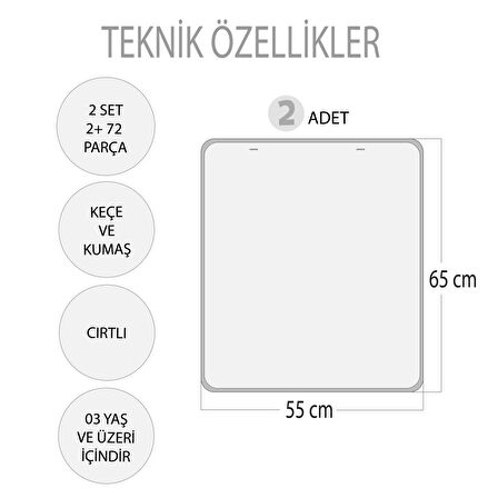 2 Set - 72 Parça Tox Zıt Kavramlar ve Gölge Eşleştirme Keçe Cırtlı Duvar Panoları , Eğitici Oyuncak