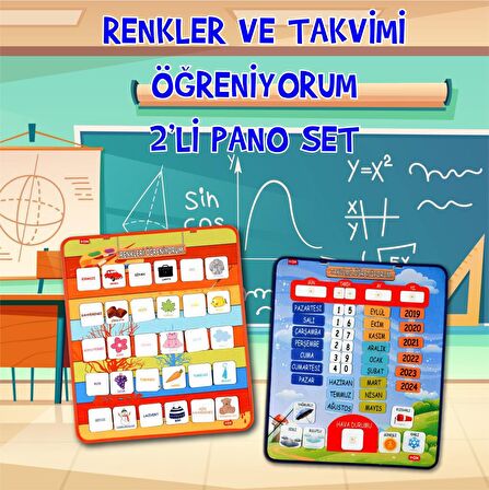 2 Set - 73 Parça Tox Takvimi ve Renkleri Öğreniyorum  Keçe Cırtlı Duvar Panoları , Eğitici Oyuncak