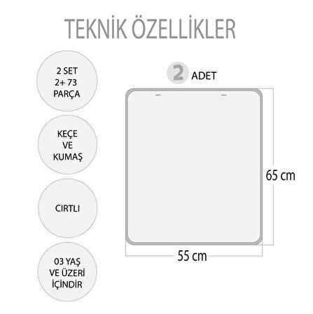 2 Set - 73 Parça Tox Takvimi ve Renkleri Öğreniyorum  Keçe Cırtlı Duvar Panoları , Eğitici Oyuncak