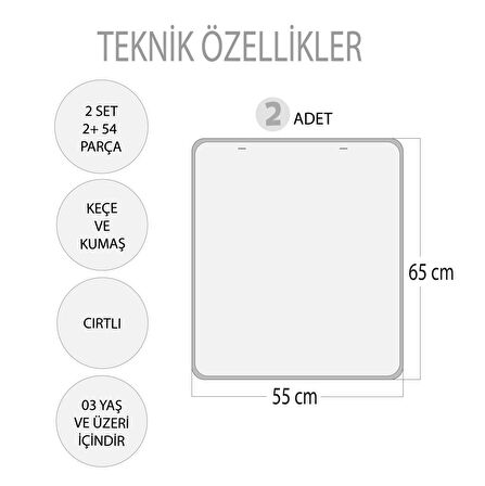 2 Set - 54 Parça Tox Sıradakini Biliyorum Yaz ve Kış Keçe Cırtlı Duvar Panoları , Eğitici Oyuncak