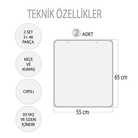 2 Set - 46 Parça Tox Benim Programım ve Sorumluluk Çizelgem Keçe Cırtlı Duvar Panoları , Eğitici Oyuncak