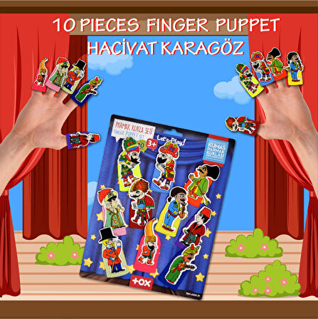 Tox Karagöz , Hacivat 10 Parça Parmak Kukla Set T224