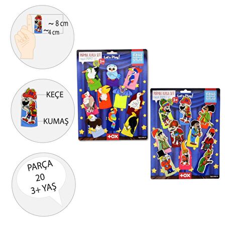 2 Set - 20 Parça Tox Hacivat Karagöz ve Uçan Hayvanlar Parmak Kukla T224 T222