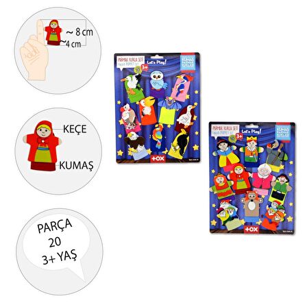 2 Set - 20 Parça Tox Masal Kahramanları ve Uçan Hayvanlar Parmak Kukla T225 T222