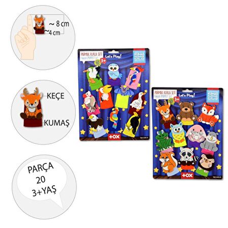 2 Set - 20 Parça Tox Orman ve Uçan Hayvanlar Parmak Kukla T218 T222