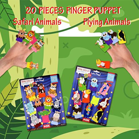 2 Set - 20 Parça Tox Safari ve Uçan Hayvanlar Parmak Kukla T223 T222
