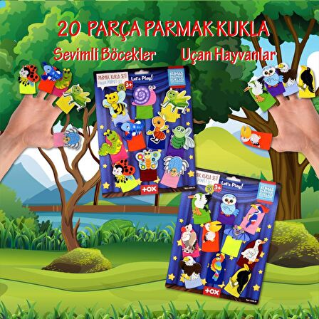 2 Set - 20 Parça Tox Sevimli Böcekler ve Uçan Hayvanlar Parmak Kukla T219 T222