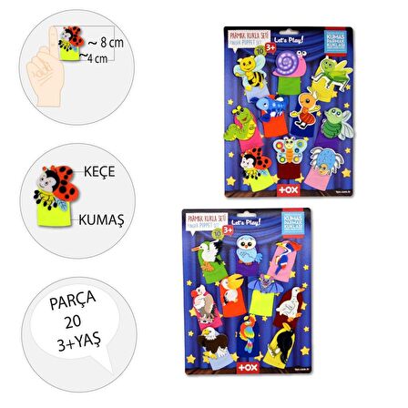 2 Set - 20 Parça Tox Sevimli Böcekler ve Uçan Hayvanlar Parmak Kukla T219 T222