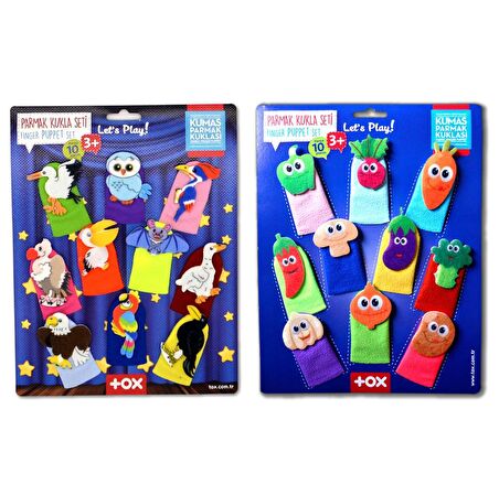 2 Set - 20 Parça Tox Sebzeler ve Uçan Hayvanlar Parmak Kukla T104 T222