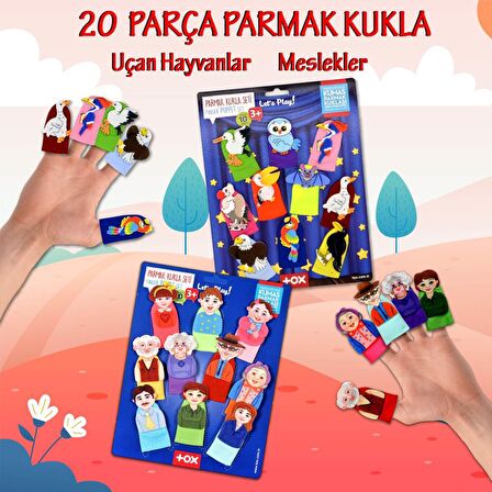 2 Set - 20 Parça Tox Aile Bireyleri ve Uçan Hayvanlar Parmak Kukla T75-2 T222