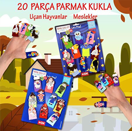 2 Set - 20 Parça Tox Meslekler ve Uçan Hayvanlar Parmak Kukla T76-2 T222