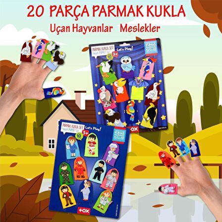 2 Set - 20 Parça Tox Meslekler ve Uçan Hayvanlar Parmak Kukla T76-1 T222